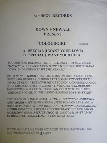 Colour Girl - Special | G-Spot Records (GS 1201)