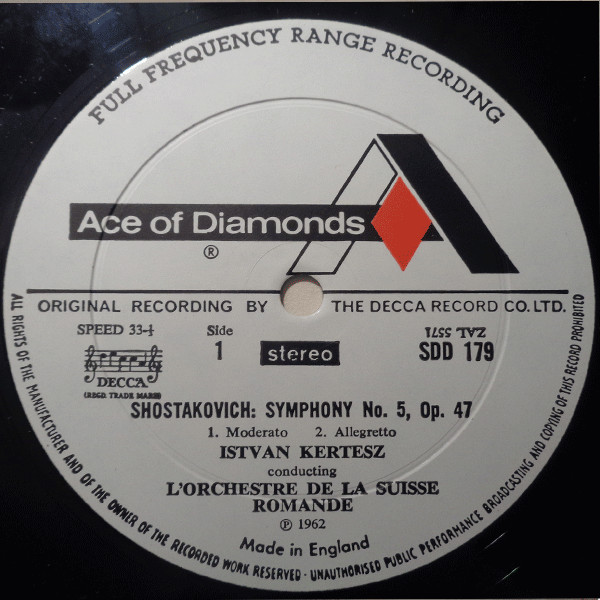 Shostakovich , L'Orchestre De La Suisse Romande , Kertesz - Symphony No. 5, Op. 47 | Ace Of Diamonds (SDD 179) - 3