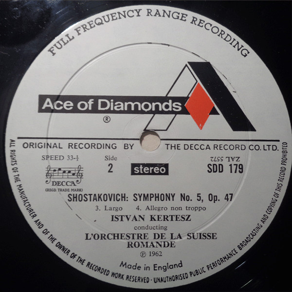 Shostakovich , L'Orchestre De La Suisse Romande , Kertesz - Symphony No. 5, Op. 47 | Ace Of Diamonds (SDD 179) - 4