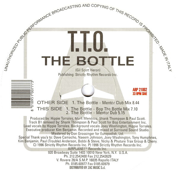 T.T.O. - The Bottle | Airplane! Records (ARP 21002) - 3 T.T.O. - The Bottle | Airplane! Records (ARP 21002) - 3