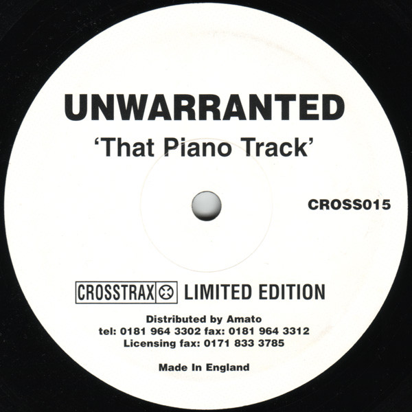 Unwarranted - That  Piano Track | Crosstrax (CROSS015)