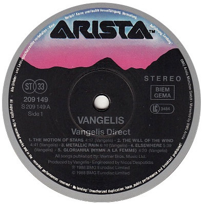 Vangelis - Direct | Arista (209 149) - 3