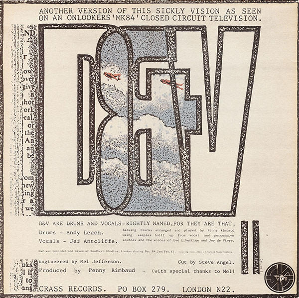 D & V - D & V (Inspiration Gave Them The Motivation To Move On Out Of Their Isolation) | Crass Records (Cat.no 1.) - 2