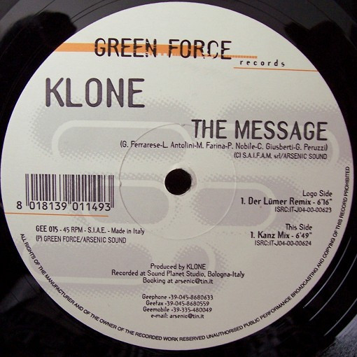 Klone - The Message | Green Force (GEE 015) - main