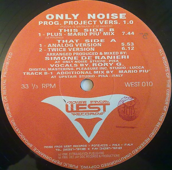 Only Noise - Progressive Project Version 1.0 | Noise From West Records (WEST 010) - main Only Noise - Progressive Project Version 1.0 | Noise From West Records (WEST 010) - main