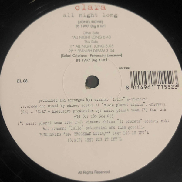 Clara - All Night Long | Evasioni Latine (EL 08) - 3 Clara - All Night Long | Evasioni Latine (EL 08) - 3