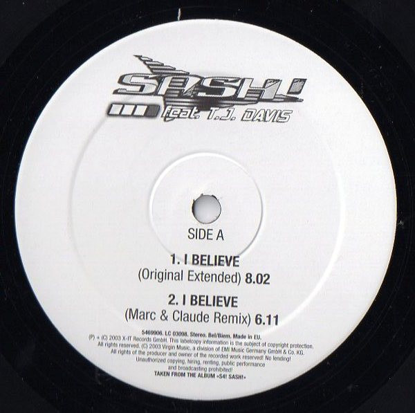 Sash! & T.J. Davis - I Believe | X-IT Records (5469906) - 2 Sash! & T.J. Davis - I Believe | X-IT Records (5469906) - 2