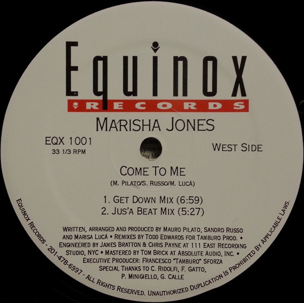 Marisha Jones - Come To Me | Equinox Records (EQX 1001) - main