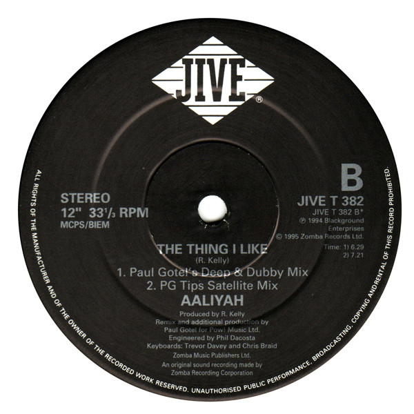 Aaliyah - The Thing I Like | Jive (JIVE T 382) - 3