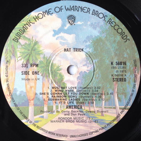 America - Hat Trick | Warner Bros. Records (K 56016) - 3 America - Hat Trick | Warner Bros. Records (K 56016) - 3