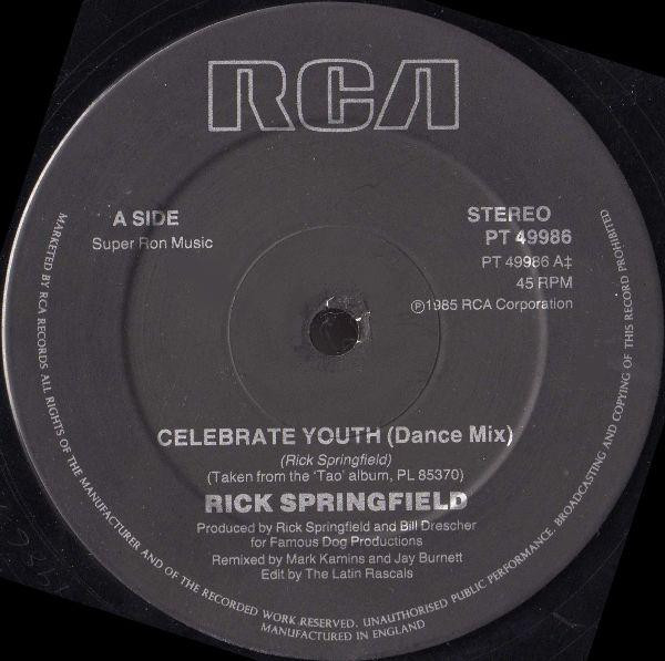 Rick Springfield - Celebrate Youth | RCA (PT 49986) - 2 Rick Springfield - Celebrate Youth | RCA (PT 49986) - 2