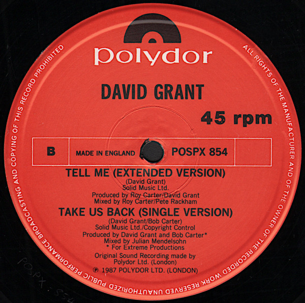 David Grant - Take Us Back (The Movie Mix) | Polydor (POSPX 854) - 4