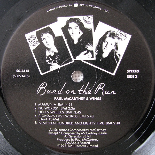 Paul McCartney & Wings - Band On The Run | Apple Records (SO-3415) - 4 Paul McCartney & Wings - Band On The Run | Apple Records (SO-3415) - 4
