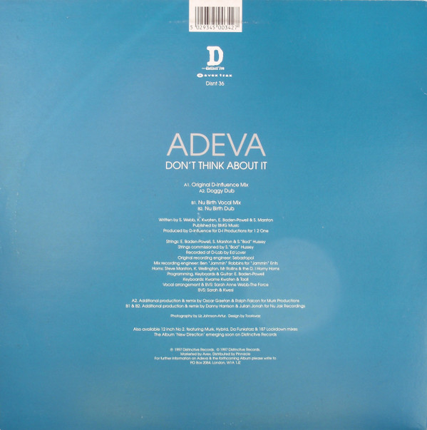 Adeva - Don't Think About It | Distinct'ive Records (Disnt 36) - 2 Adeva - Don't Think About It | Distinct'ive Records (Disnt 36) - 2