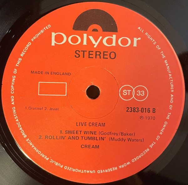 Cream - Live Cream | Polydor (2383 016) - 4 Cream - Live Cream | Polydor (2383 016) - 4
