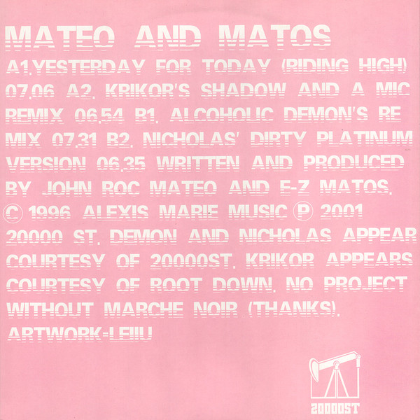 Mateo & Matos - Yesterday For Today (Riding High) | 20000st (ST020)