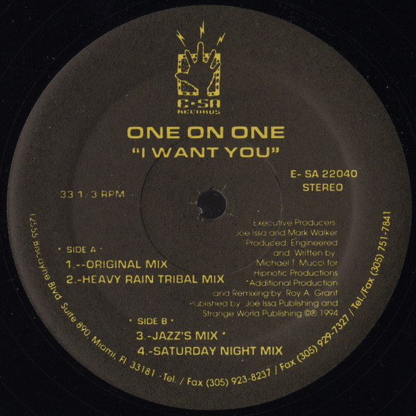 One On One - I Want You | E-SA Records (E-SA 22040)