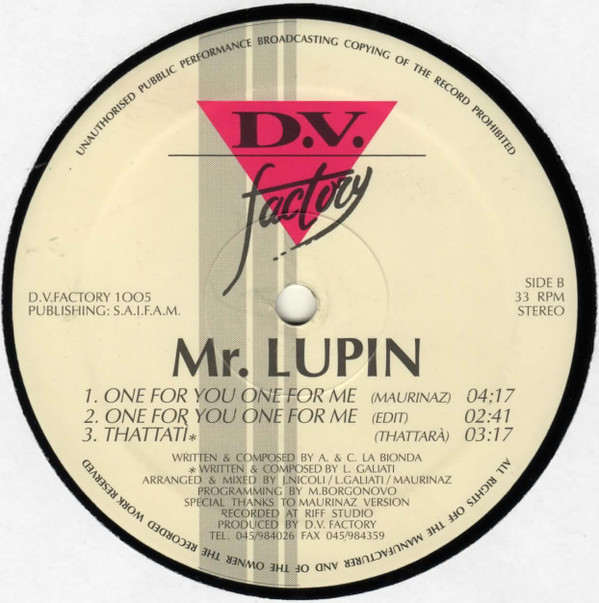 Mr. Lupin - One For You One For Me | D.V. Factory (DV 1005) - 2