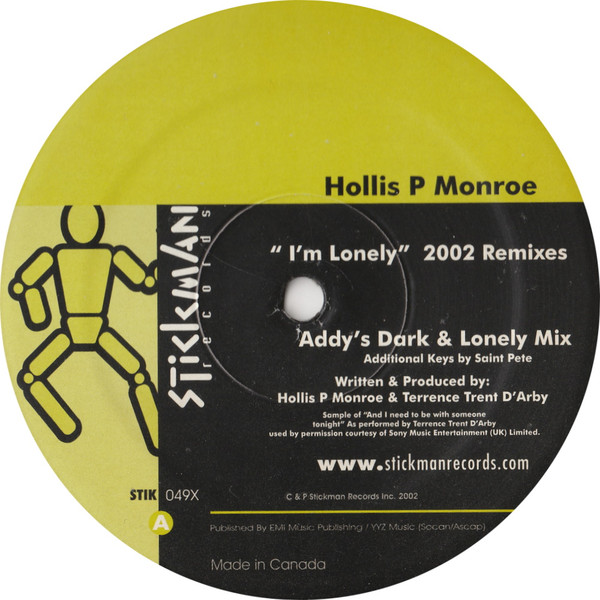 Hollis P. Monroe - I'm Lonely (2002 Remixes) | Stickman Records (STIK 049X) - main