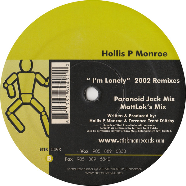 Hollis P. Monroe - I'm Lonely (2002 Remixes) | Stickman Records (STIK 049X) - 2
