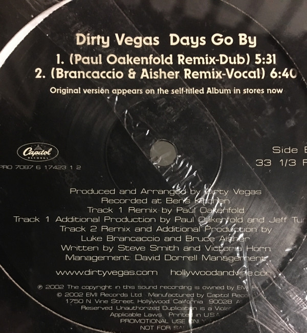 Dirty Vegas - Days Go By | Capitol Records (SPRO 7087 6 17423 1 2) - 2 Dirty Vegas - Days Go By | Capitol Records (SPRO 7087 6 17423 1 2) - 2