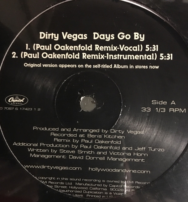 Dirty Vegas - Days Go By | Capitol Records (SPRO 7087 6 17423 1 2) - main Dirty Vegas - Days Go By | Capitol Records (SPRO 7087 6 17423 1 2) - main