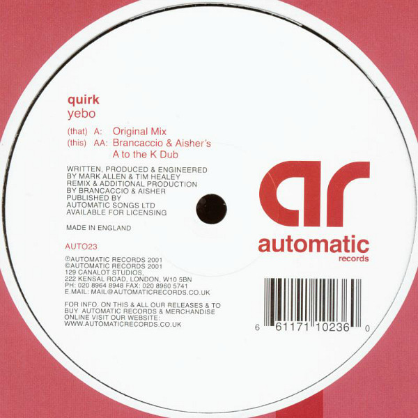 Quirk - Yebo | Automatic Records (AUTO23) - 3 Quirk - Yebo | Automatic Records (AUTO23) - 3