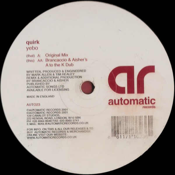 Quirk - Yebo | Automatic Records (AUTO23)