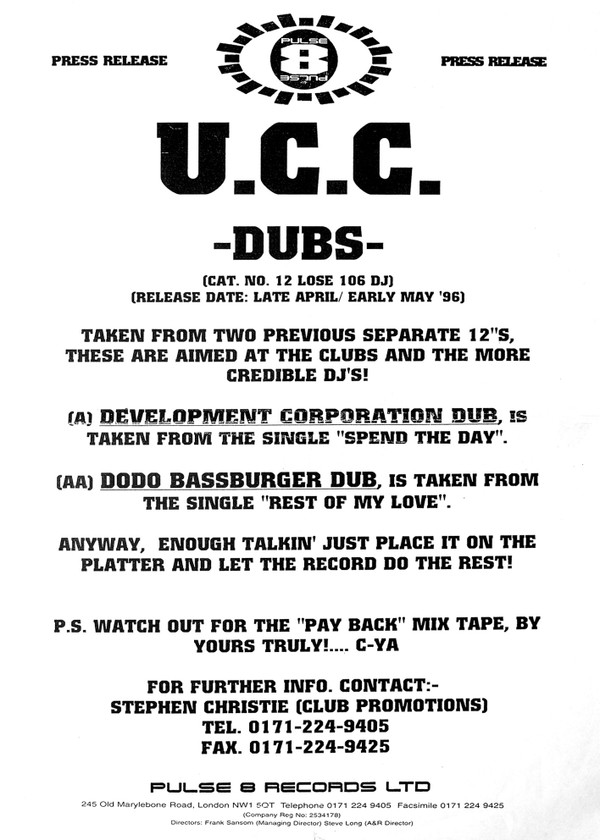 Urban Cookie Collective - Dubs | Pulse-8 Records (12 LOSE 106 DJ) - 3 Urban Cookie Collective - Dubs | Pulse-8 Records (12 LOSE 106 DJ) - 3