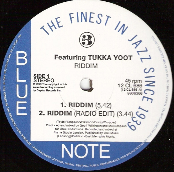 Us3 Featuring Tukka Yoot - Riddim | Blue Note (12CL 686) - 3 Us3 Featuring Tukka Yoot - Riddim | Blue Note (12CL 686) - 3