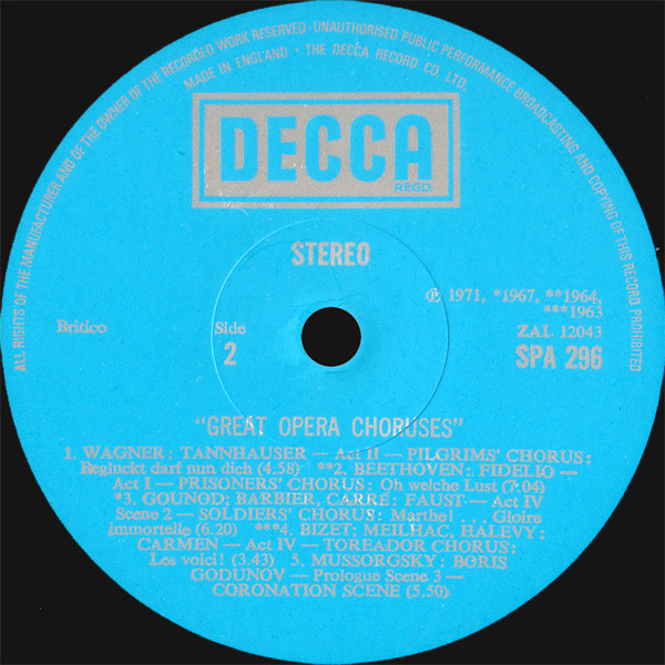 Various - Great Opera Choruses | Decca (SPA 296) - 4 Various - Great Opera Choruses | Decca (SPA 296) - 4
