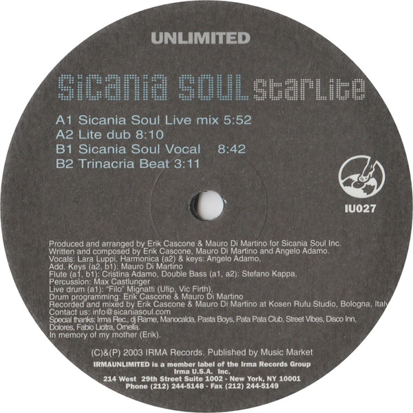 Sicania Soul - Starlite | Irma Unlimited (IU027) - main Sicania Soul - Starlite | Irma Unlimited (IU027) - main