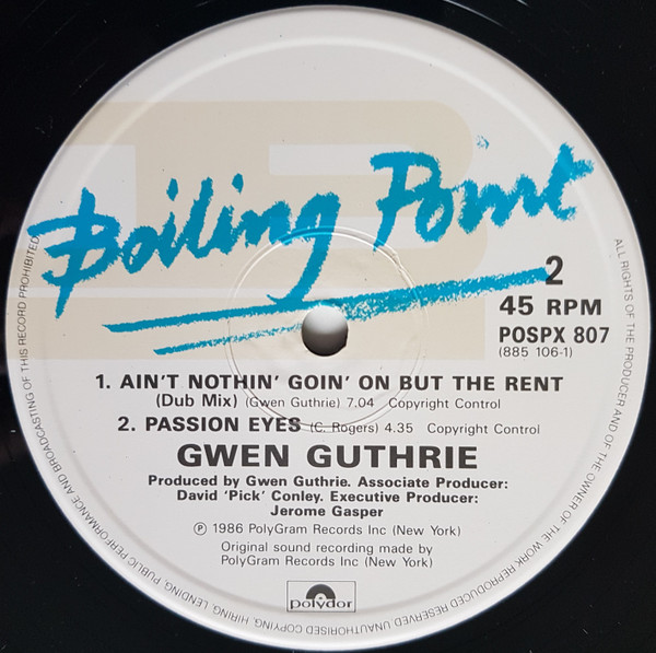 Gwen Guthrie - Ain't Nothin' Goin' On But The Rent | Boiling Point (POSPX 807) - 4 Gwen Guthrie - Ain't Nothin' Goin' On But The Rent | Boiling Point (POSPX 807) - 4