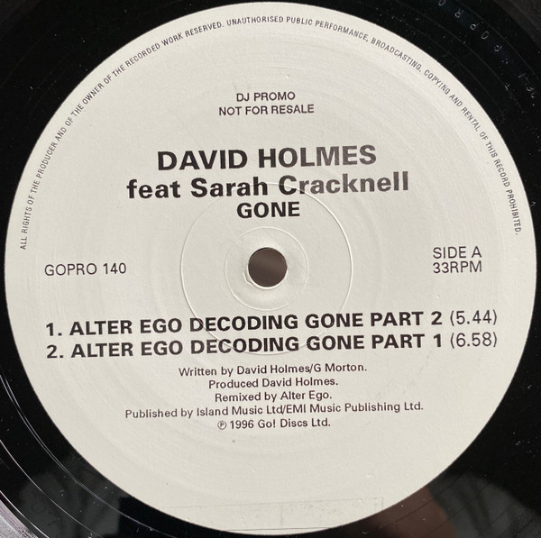 David Holmes - Gone | Go! Discs (GOPRO 140) - main