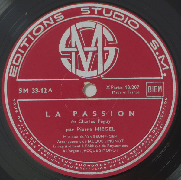 Pierre Hiégel - La Passion | Editions Studio S.M. (SM 33-12) - 2