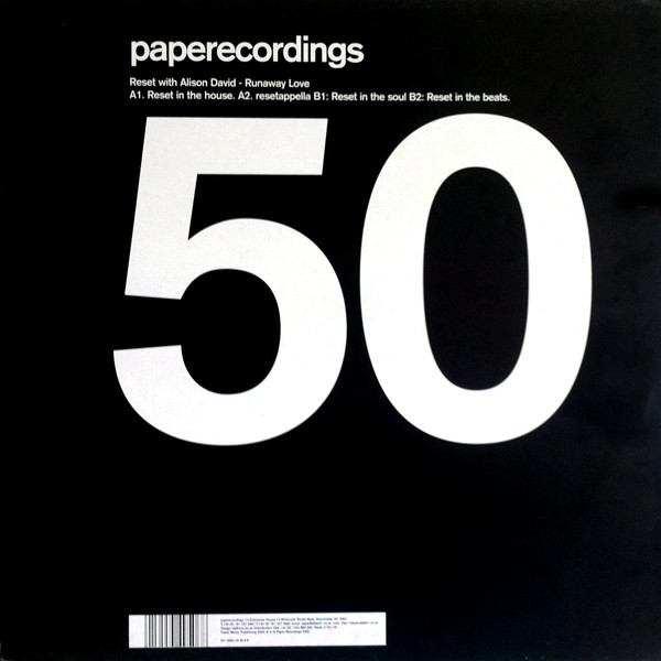 Reset With Alison David - Runaway Love | Paper Recordings (PAP 050) - main Reset With Alison David - Runaway Love | Paper Recordings (PAP 050) - main