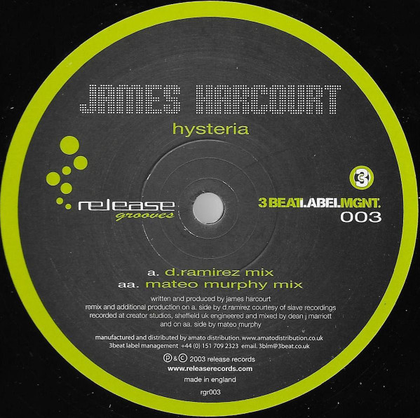James Harcourt - Hysteria | Release Grooves (RGR003) - main