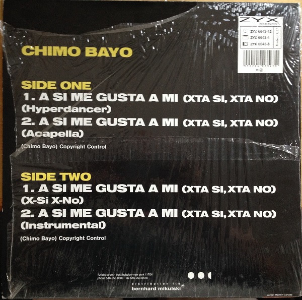 Chimo Bayo - A Si Me Gusta A Mi (X-Ta Si, X-Ta No) | ZYX Records (ZYX 6643-12) - 2
