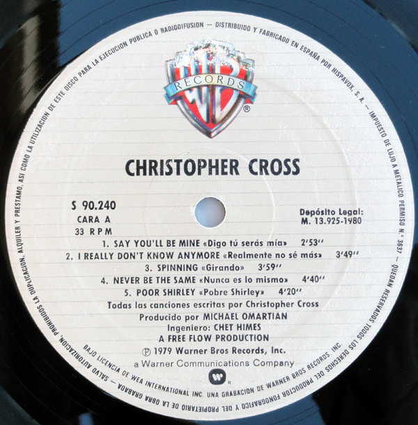 Christopher Cross - Christopher Cross | Warner Bros. Records (S 90.240) - 10