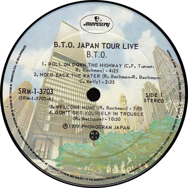 B.T.O. - B.T.O. Japan Tour [Vinyl] | Mercury (SRM-1-3703) - 4