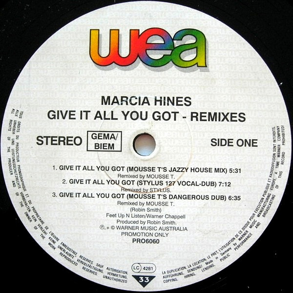 Marcia Hines - Give It All You Got - Remixes | WEA (PRO 6060) - 3