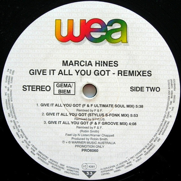 Marcia Hines - Give It All You Got - Remixes | WEA (PRO 6060) - 4