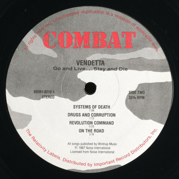 Vendetta - Go And Live... ...Stay And Die | Combat (88561-8212-1) - 4 Vendetta - Go And Live... ...Stay And Die | Combat (88561-8212-1) - 4