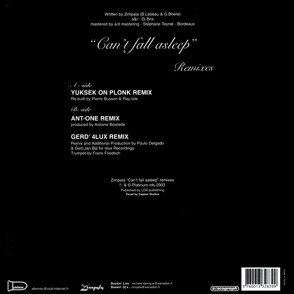 Zimpala - Can't Fall Asleep (Remixes) | Platinum (PL 39) - 2 Zimpala - Can't Fall Asleep (Remixes) | Platinum (PL 39) - 2
