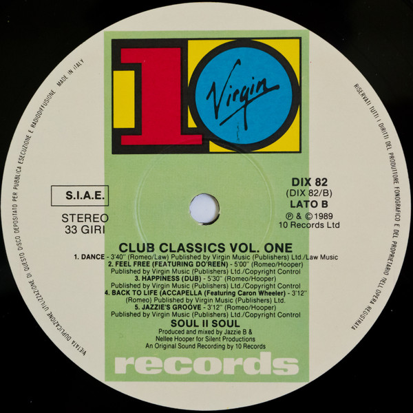 Soul II Soul - Club Classics Vol. One | 10 Records (DIX 82) - 4
