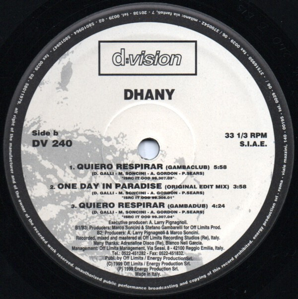 Dhany - Quiero Respirar | D:vision Records (DV 240) - 4 Dhany - Quiero Respirar | D:vision Records (DV 240) - 4