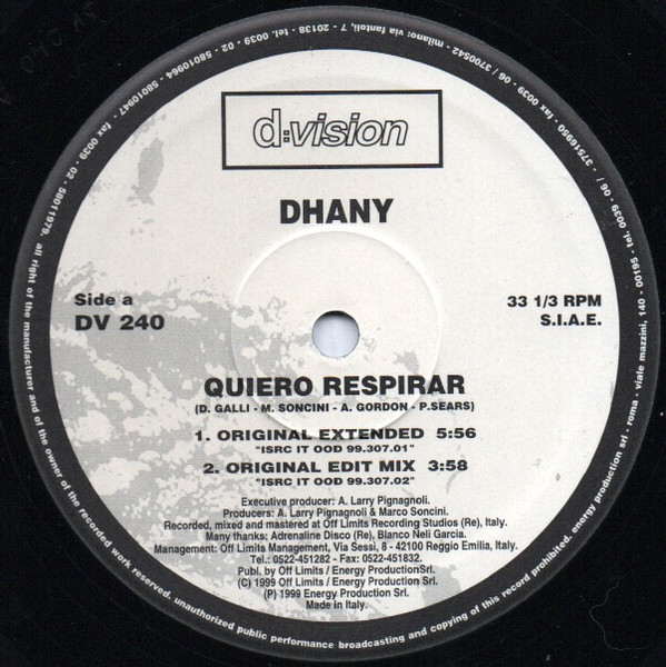 Dhany - Quiero Respirar | D:vision Records (DV 240) - 3 Dhany - Quiero Respirar | D:vision Records (DV 240) - 3