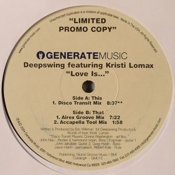 Deepswing Featuring Kristi Lomax - Love Is... | Generate Music (GM015)