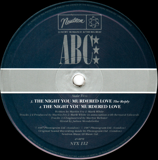 ABC Featuring Contessa Lady V - The Night You Murdered Love | Neutron Records (NTX 112) - 4 ABC Featuring Contessa Lady V - The Night You Murdered Love | Neutron Records (NTX 112) - 4