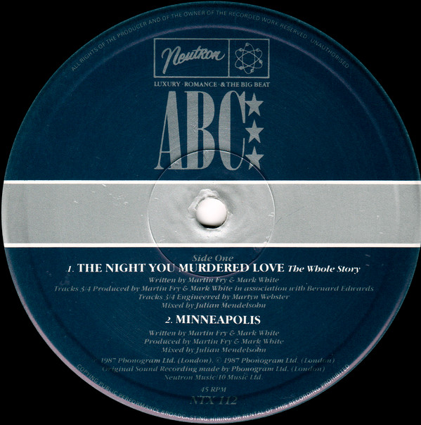 ABC Featuring Contessa Lady V - The Night You Murdered Love | Neutron Records (NTX 112) - 3 ABC Featuring Contessa Lady V - The Night You Murdered Love | Neutron Records (NTX 112) - 3